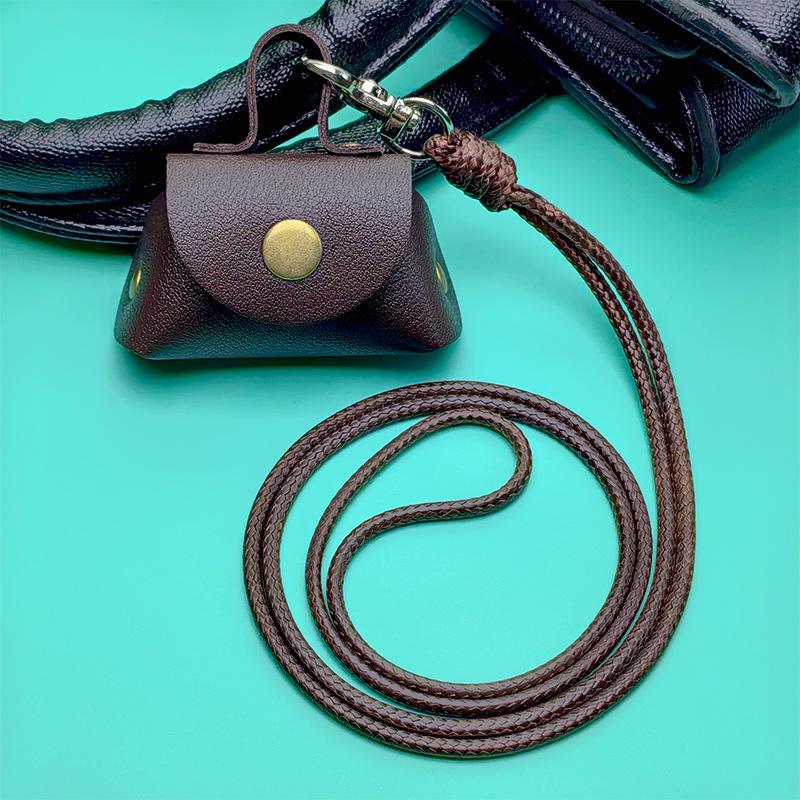 Chic Leather Mini Wallet & Necklace Pendant Earphone Case
