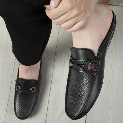 Summer New Business Men Shoes Genuine Leather Half Slippers Loafers Shoes Breathable Casual Outdoor Loafers Men's Luxury Shoes