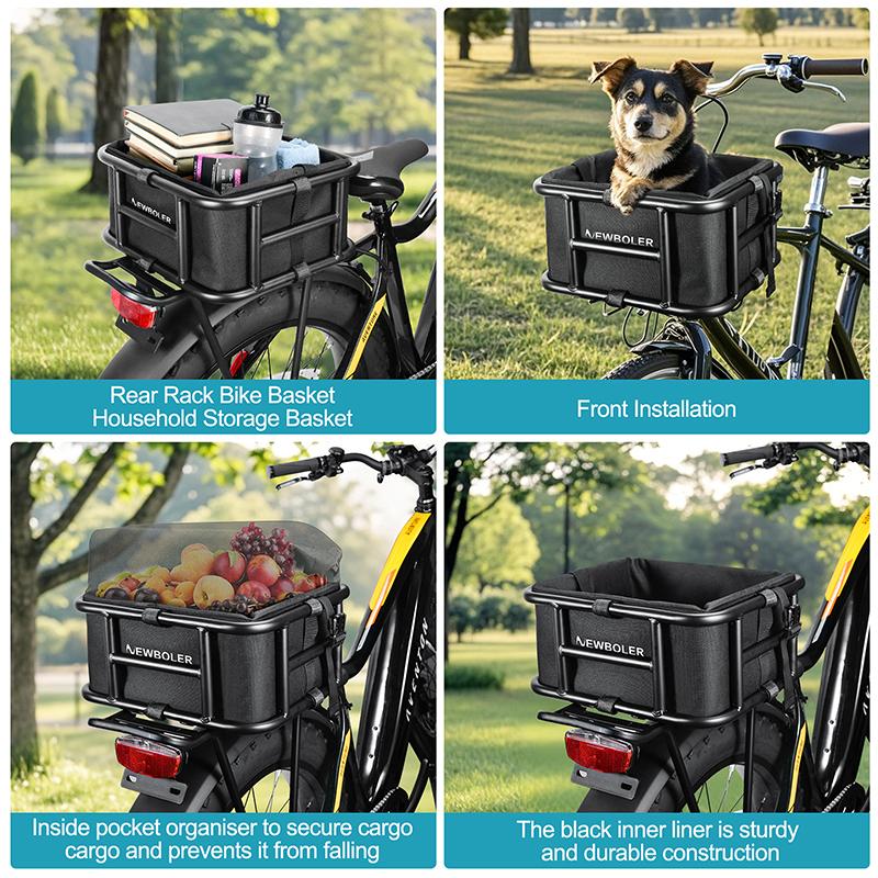 Bakre cykelkorg Cykel lastställsväska Stor kapacitet E-cykelkorg Cykelkorgar Bakre avtagbart metallställ För de flesta cyklar