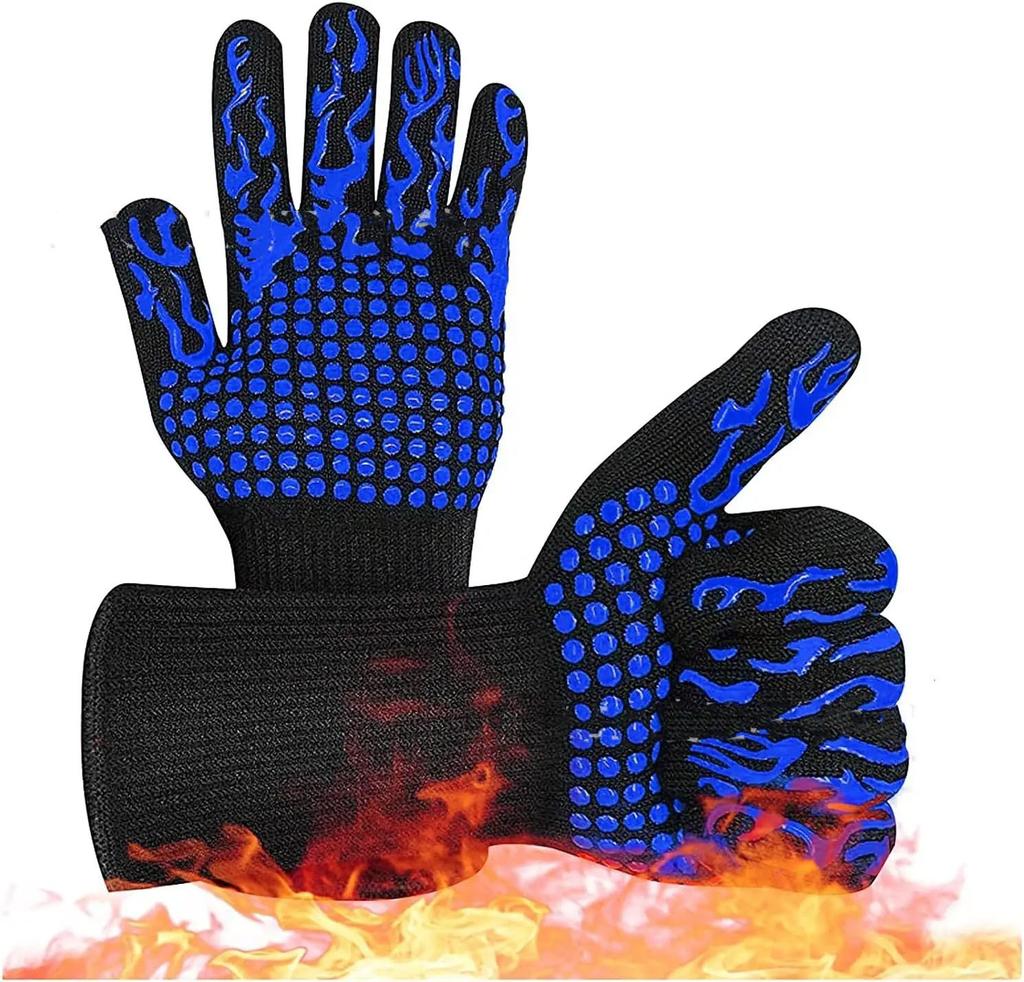 1/2Pcs BBQ Gloves High Temperature Resistance Oven Mitts 500 800 Degrees Fireproof Barbecue Heat Insulation Microwave Gloves