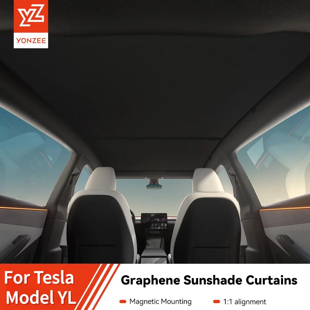 YZ For Tesla Model YL 2026 graphene Sun Shades Black Roof Magnetic fastener Honeycomb Sunshade Car Rear Front Sunroof Glass