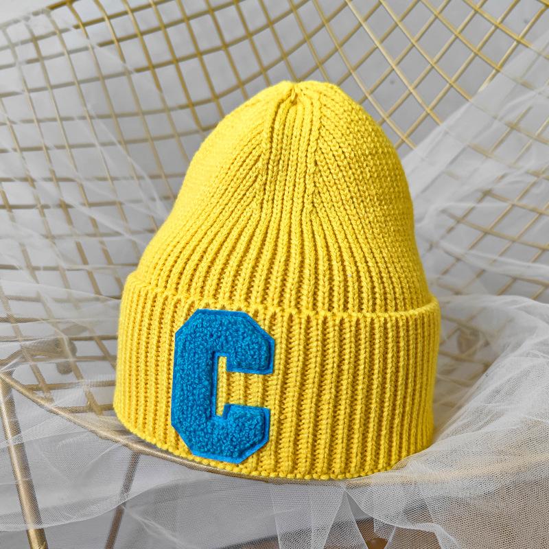 Korean Version Simple Large C Letter Wool Hat Autumn Hat Women New Age Reduction Warm Ear Protection Knit Hat Winter Student