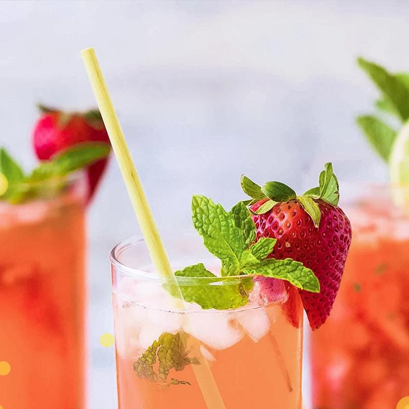 100pcs 20cm Natural Wheat Straw Reusable Drinking Straws 100% Natural Biodegradable Straws Environmentally Friendly Barware