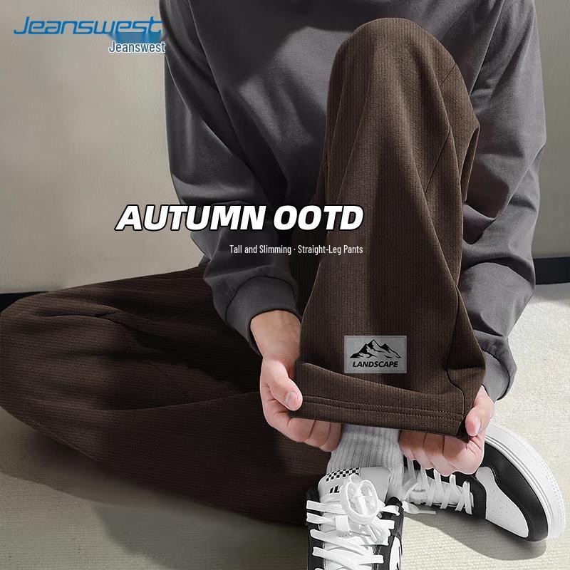 JEANSWEST Men's Winter Lined Corduroy Loose Wide-Leg Pants