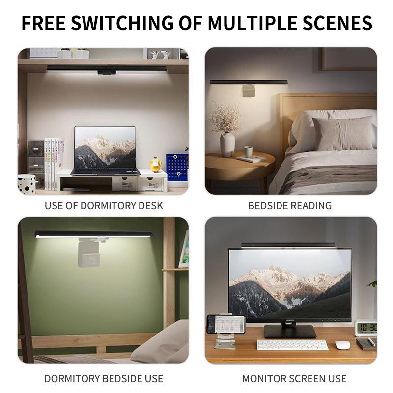 HOMEFISH LED Monitor Light Bar Eye-Care Stepless Dimming Desk Lamp for Work Gaming Screen Lighting Table Lamp