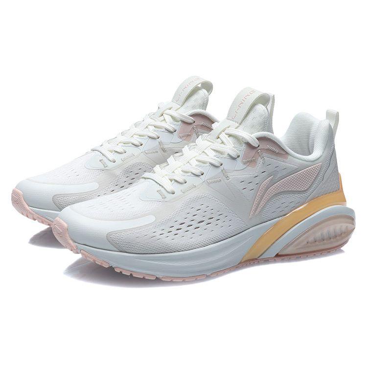 Li-Ning Lightweight Low-Top Running Shoes Women Sneakers White Orange ARHR062-3