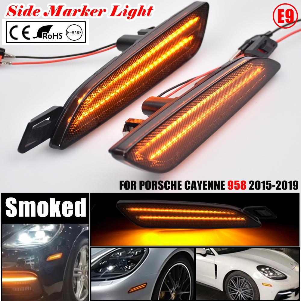 LED Amber Fender Side Marker Turn Signal Lights For US Version Porsche Cayenne 958 2015 2016 2017 2018 2019