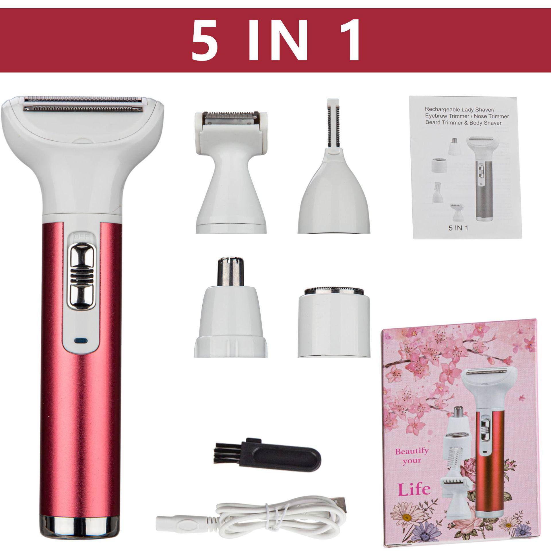 

Женский электрический эпилятор 5-в-1 для подмышек и лобковых волос красный