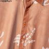 INCERUN Herren Kurzarm Hemd zum Knöpfen Ausgeschnitten mit Print Sommer Herren Hemden Streetwear