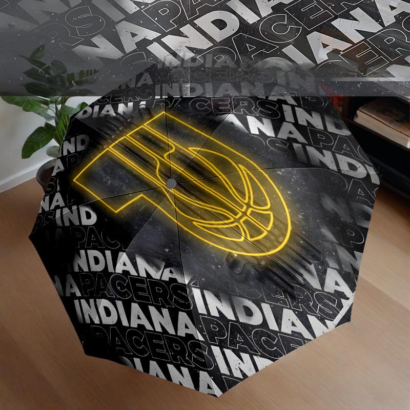 basketball Pacers Neon Art Umbrella 8-Frame for Travel, Camping, Casual Lightweight Portable Umbrella, Essential for Every Family Holidays Gift