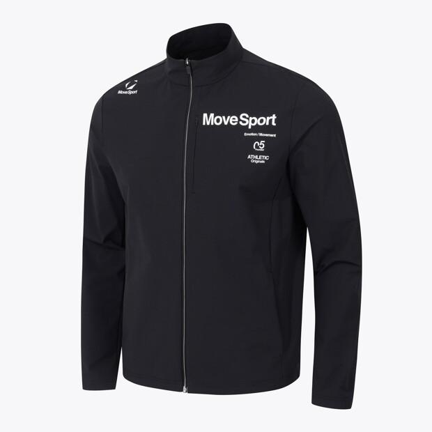 MUBEUSEUPOCHEUBAIDESANGTEU Wording Graphic Stand-Neck Woven Training Jacket Black Vs121Ewt11
