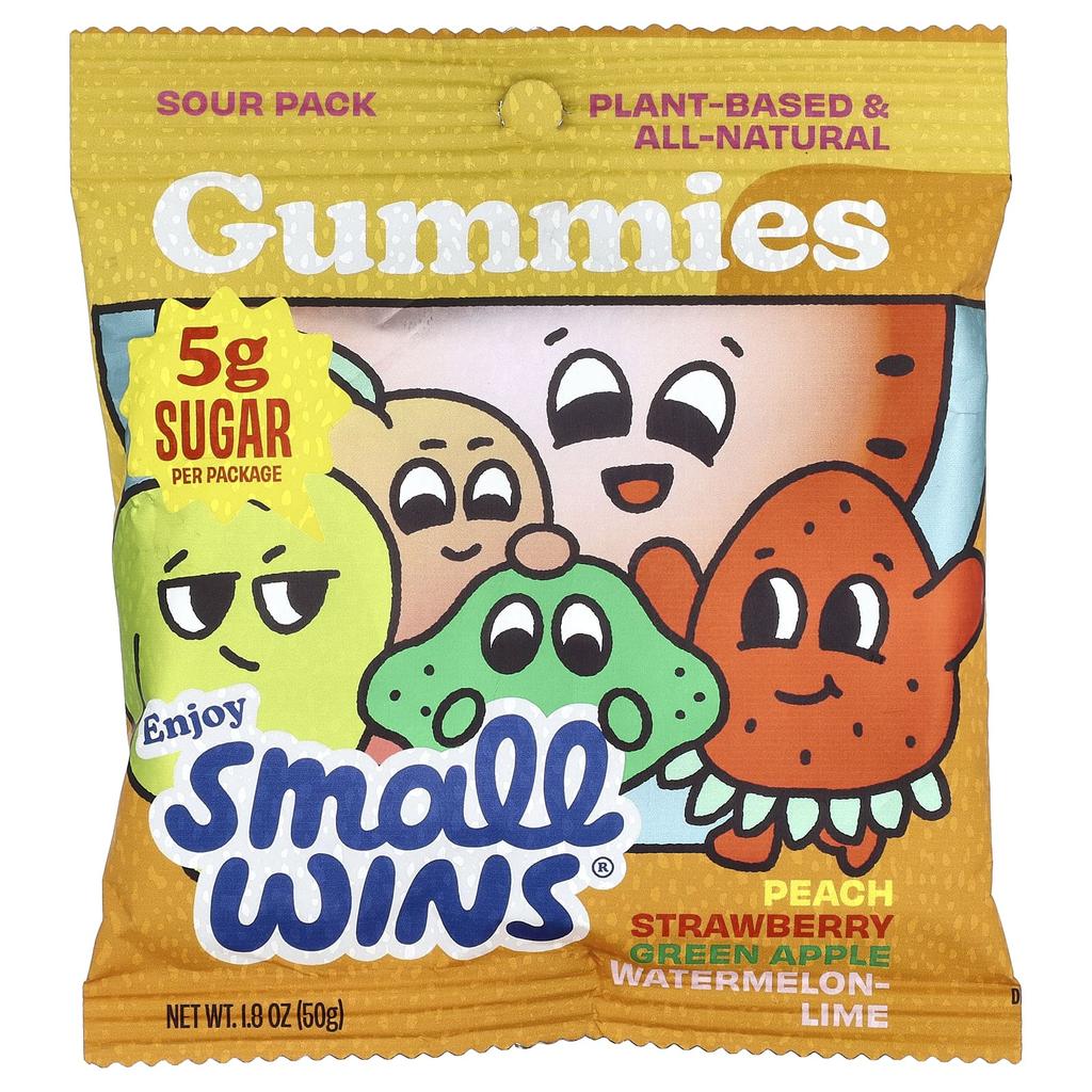 Enjoy Small Wins, Gummies, Sour Pack, Peach, Strawberry, Green Apple, Watermelon-Lime, 50g (1.8oz)