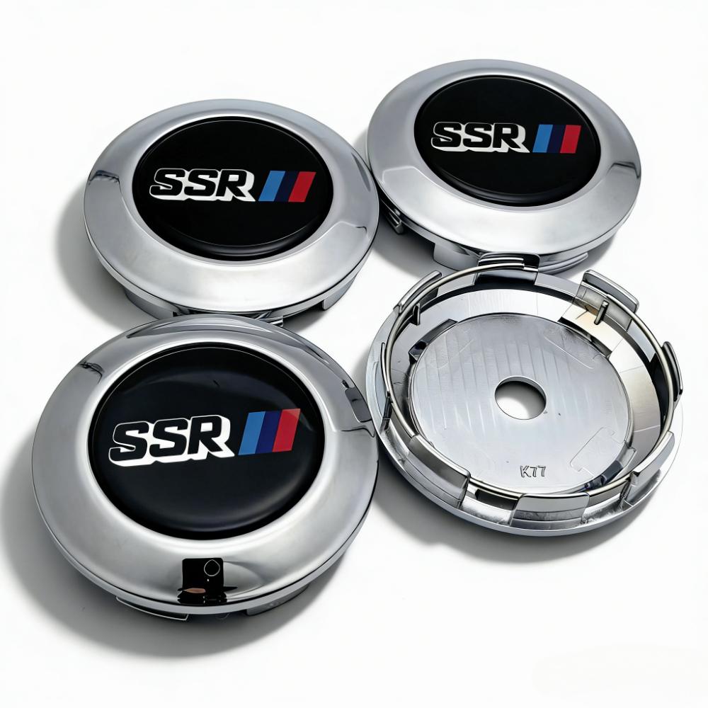 4pcs O.D 77MM Clips 72MM Epoxy Resin SSR Logo Emblem Car Wheel Center Caps Rim Hubcaps Dust Cover Wheels Hub Cap Car Accessories