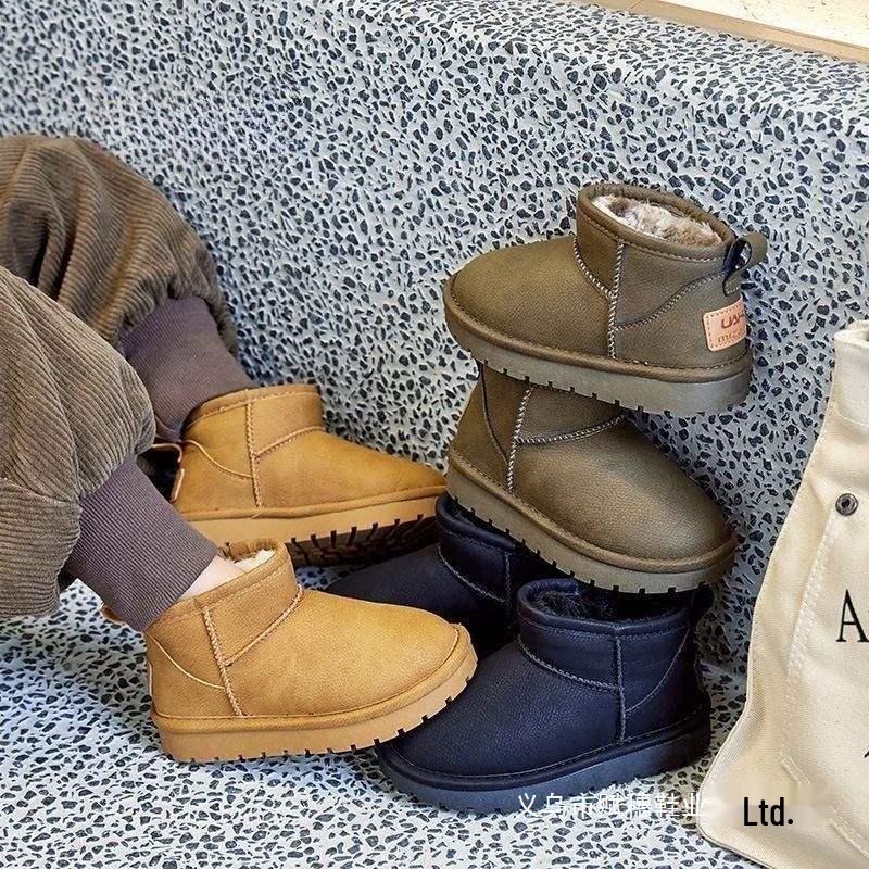 Children's All-Season Waterproof Snow Boots - Boys' & Girls' Velvet-Lined, Warm Cotton, Short Boots (Korean Style)