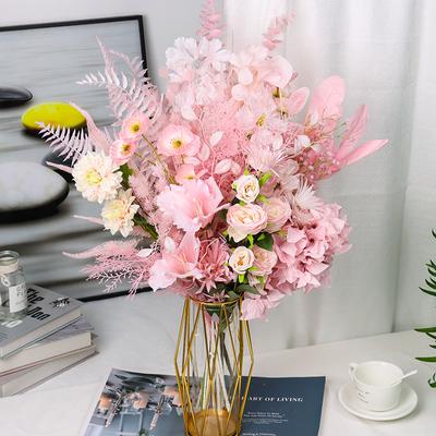 Artificial Flowers Silk Roses Wedding Home Autumn Decoration High Quality Big Bouquet Luxury DIY Flower Arrangement Bulk Pink
