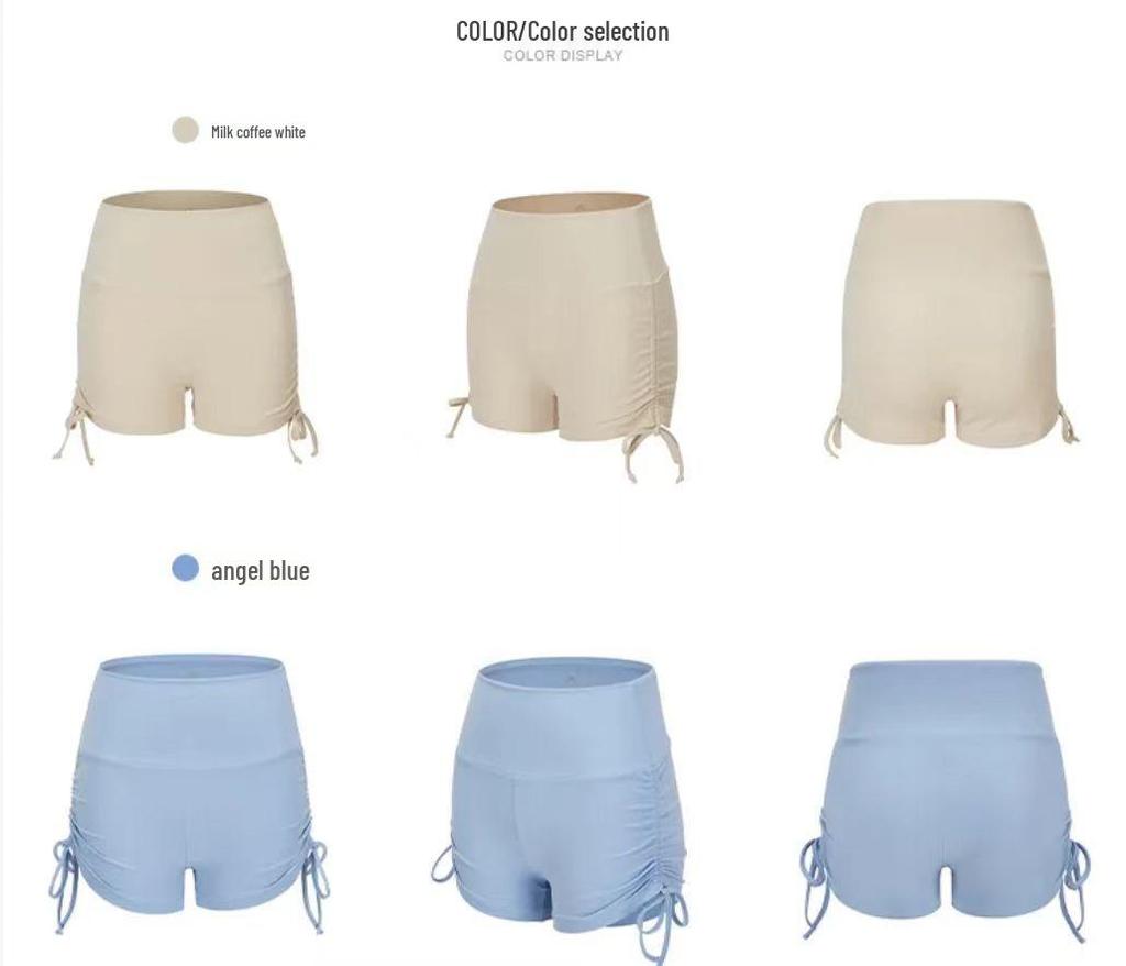 High-Waisted No-Line Yoga Shorts with Drawstring - Nude Feel, Hip Lift, Three-Point Style for Women