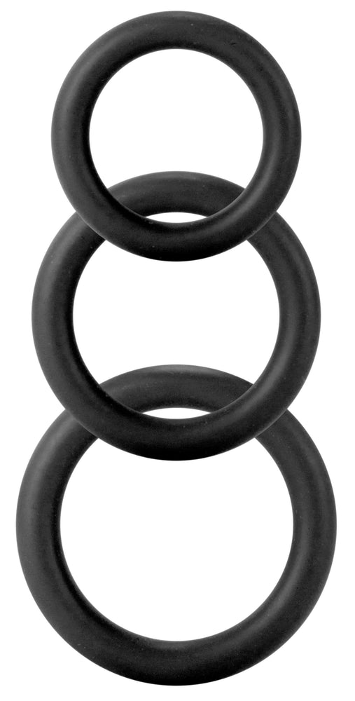 Set of 3 Black Twiddle Cockrings - Shots Toys - Flexible Cockrings