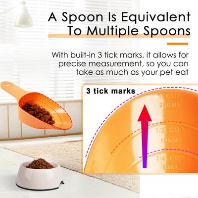 Pet Food Measuring Spoon for Dogs Cats Birds Accurate Measurements 1 Cup 1/2 Cup 1/4 Cup Food Measuring Tool Space Saving Design Versatile Pet