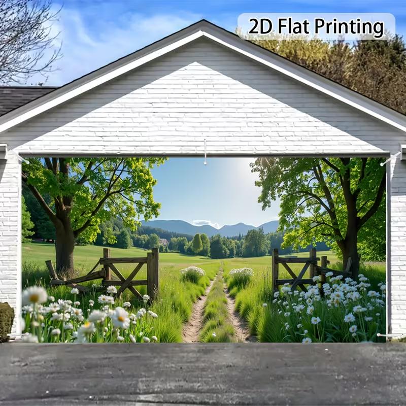 2D Spring Countryside Meadow Photography Backdrop with Path and Wildflowers 47.2x31.5inch/120*80cm