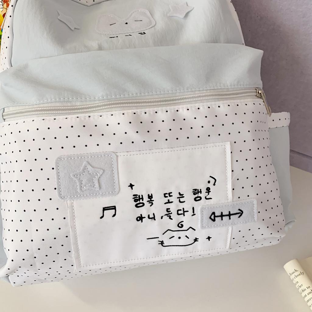 Korean Simple and Cute Sweet Polka Dot Backpack Women's High-value Campus Party Class Schoolbag Lightweight Versatile Backpack