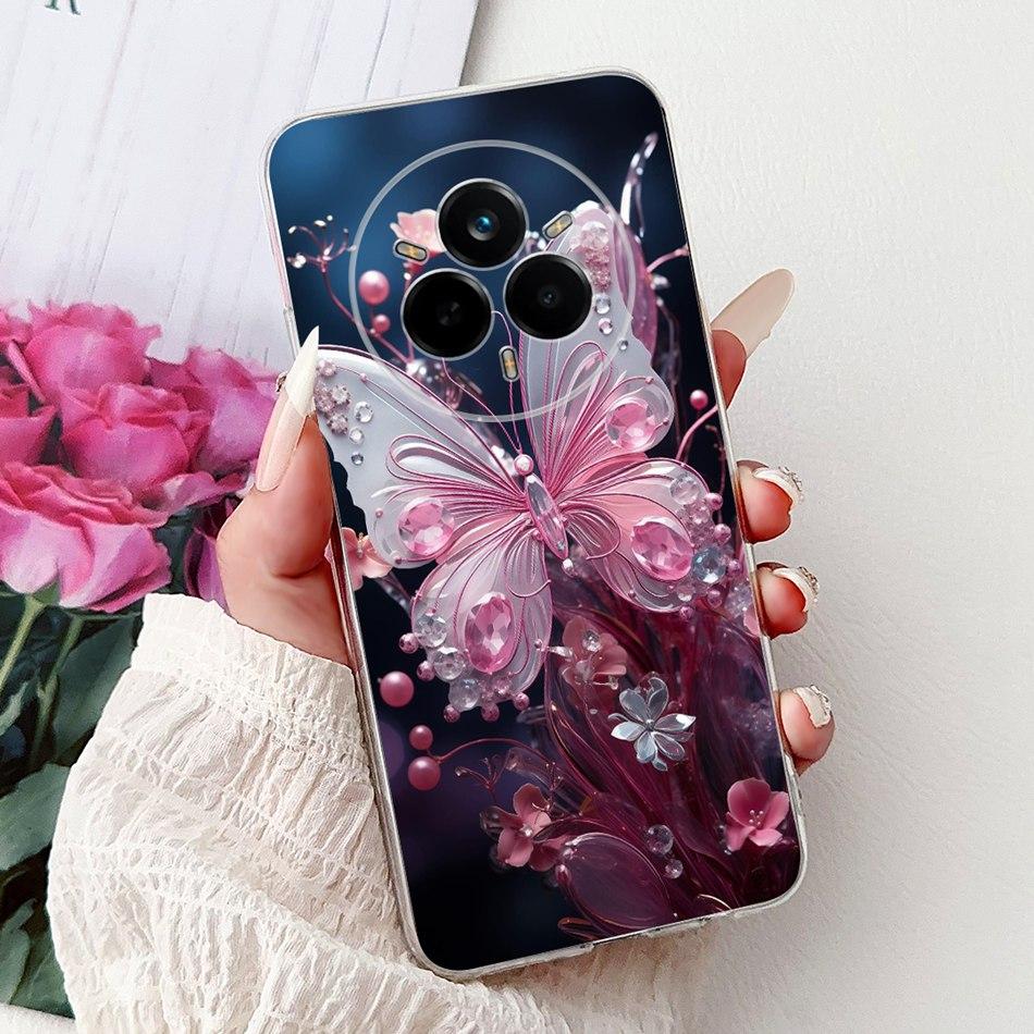 For Realme 14 Pro 14Pro+ Elegant Floral Cat Printed Phone Case For Realme 14 Pro Plus 14Pro 5G Soft Silicone TPU Cases