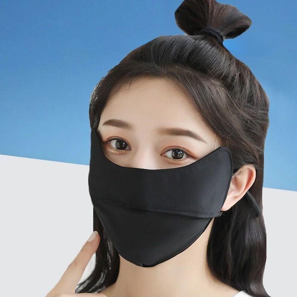 For Women Hanging Ear Type Eye Protection Face Cover Sunscreen Mask Face Scarf Ice Silk Mask
