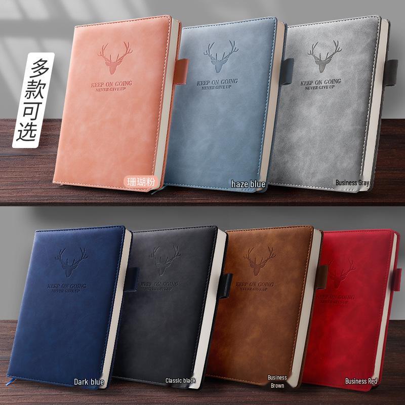 Soft Leather Business Notebook for Meetings & Notes - Thickened Cover