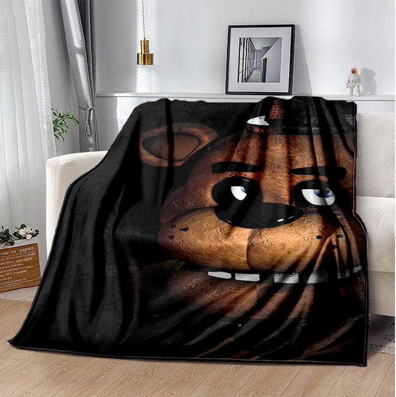 Freddy Bear Flannel Blanket Soft Warm All-Season Throw, Design for Camping, Car Travel, Hiking Sofa, Bed, Office Perfect Gift for Parties