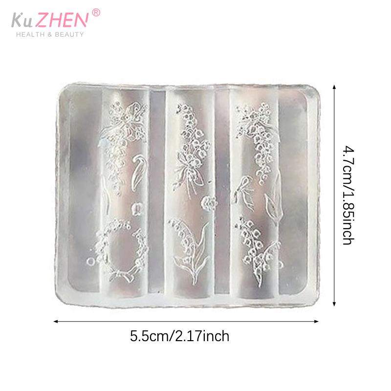 1PC 3D Silicone Mold For Nail Art Design Relief Lily Of The Valley Flower Nail Parts Manicure Templates Plates Tools Accessories