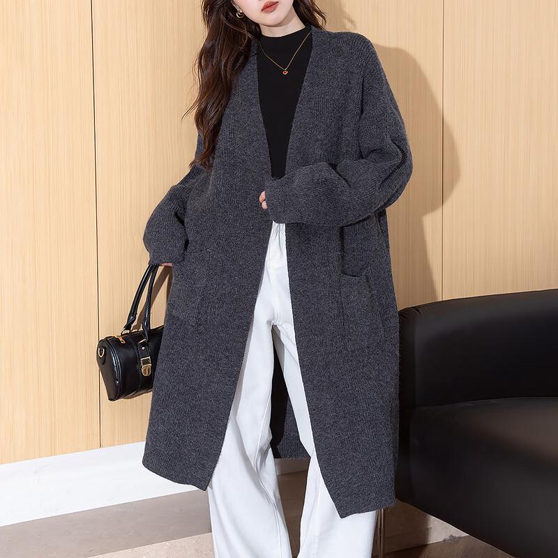 TonLion Women's Minimalist Mid-Length Knit Cardigan