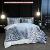 Quilt Cover Pillowcase Three-Piece Set,Winter Snow Forest Print,Skin-Friendly And Breathable,Machine Washable