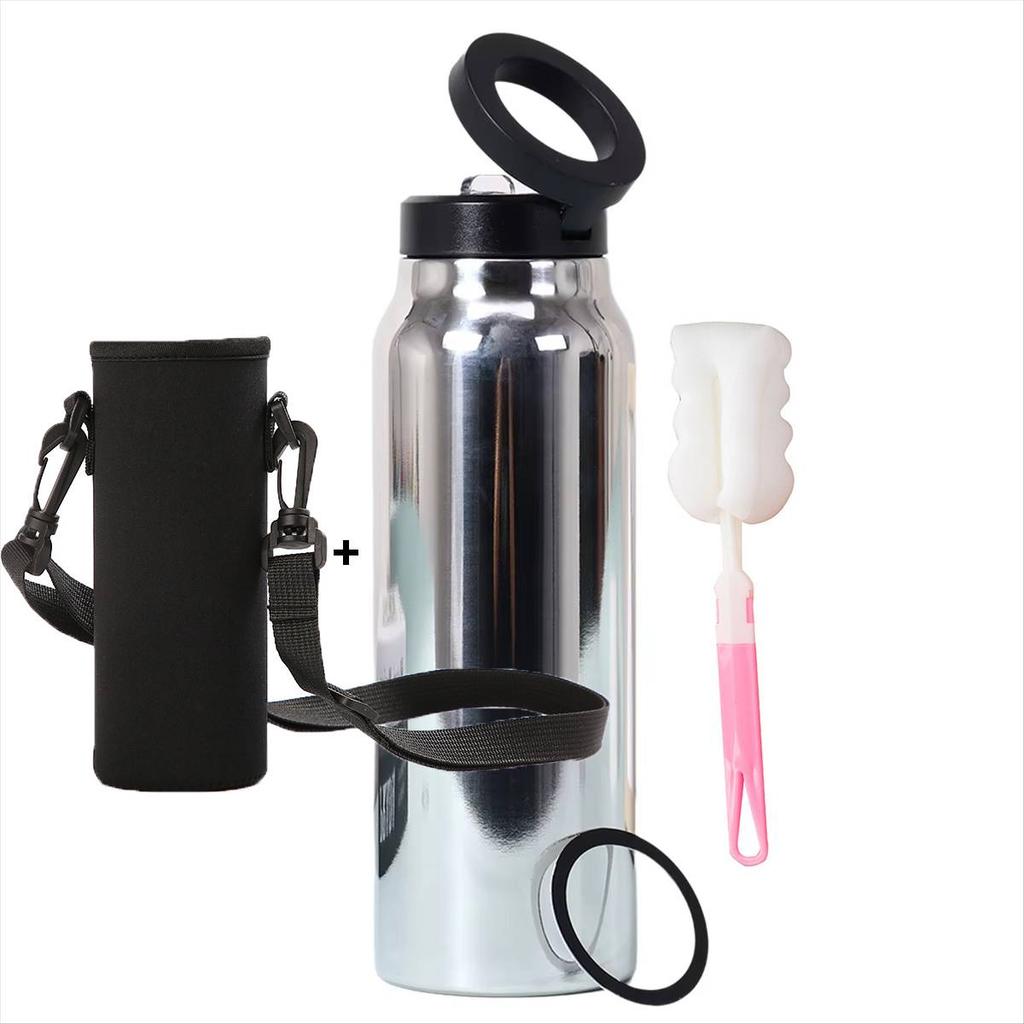 Isolierte Sportwasserflasche mit magnetischer Handyhalterung und eingebautem Ständer Perfekt für Fitnessstudio-Workouts, Outdoor-Abenteuer und Reisen