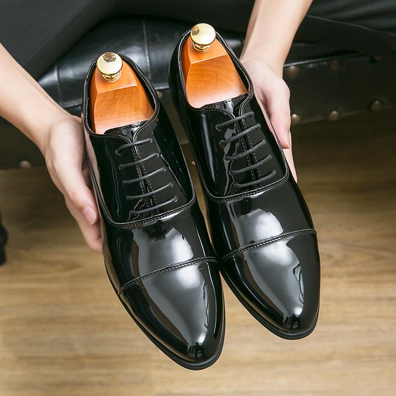 New Men's British Blue Gold Black Patent Leather Height Increasing Shoes Male Monk Strap Formal Wedding Prom Homecoming Oxfords