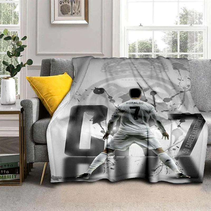 Pătură de flanel cu model Cristiano R-Ronaldo CR7, pătură multifuncțională pentru cadou de sărbători Pături calde și moi toate anotimpurile