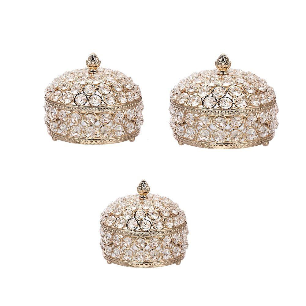 Sparkling Crystal Jewelry Box Glass Mirrored Earring Organizer  Desktop Storage Organizer