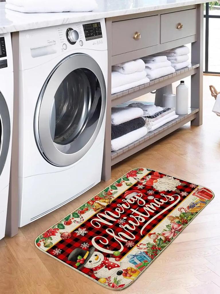 VIKAMA Christmas Door Mat - Winter Anti-Slip Welcome Mat for Kitchen, Laundry Room Floor Mat, Entrance Carpet, Home Decoration