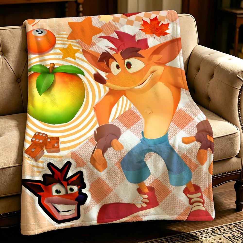 game C-Crash Bandicoot-T Throw Thick Comfort Flannel Quilt, Multi-scene Use Indoor Outdoor Daily Nap