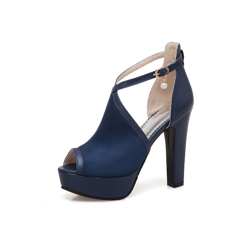 

Модные летние туфли на высоком каблуке для женщин, босоножки на платформе 2024, большой размер 44, 45, 50, туфли с открытым носком, синие, красные, для вечеринок, танцев, свадьбы, женские 37 синий