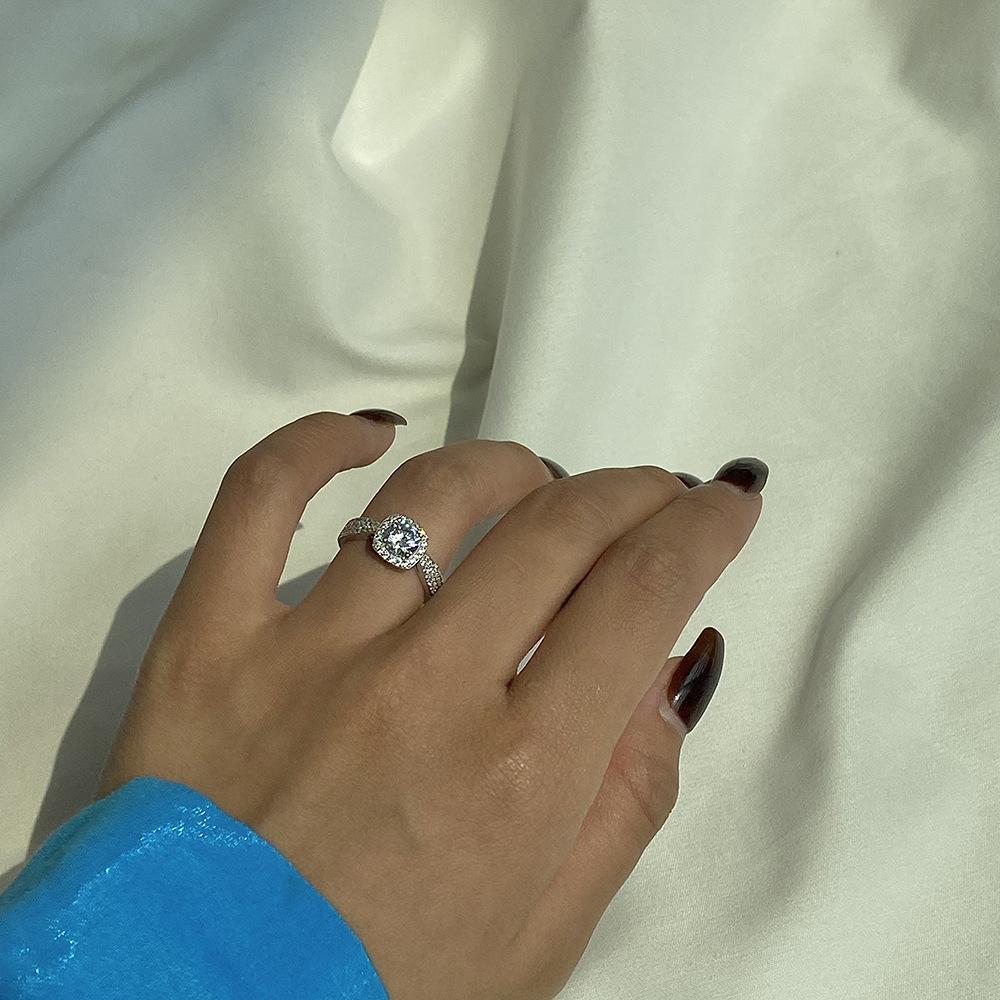 Tancise Women Classic 925 Sterling Silver Zirkonový prsten Dámské šperky Svatební slib Dárek na párty