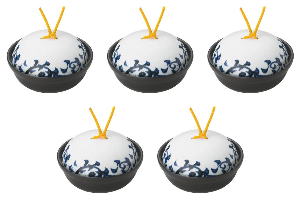 Set of 5 Blue and White Octopus Arabesque Kaiseki Pots x Kaiseki Pots with Reinforced Direct Setomonohonpo (Medium) [15 8cm] Lids, Heat,