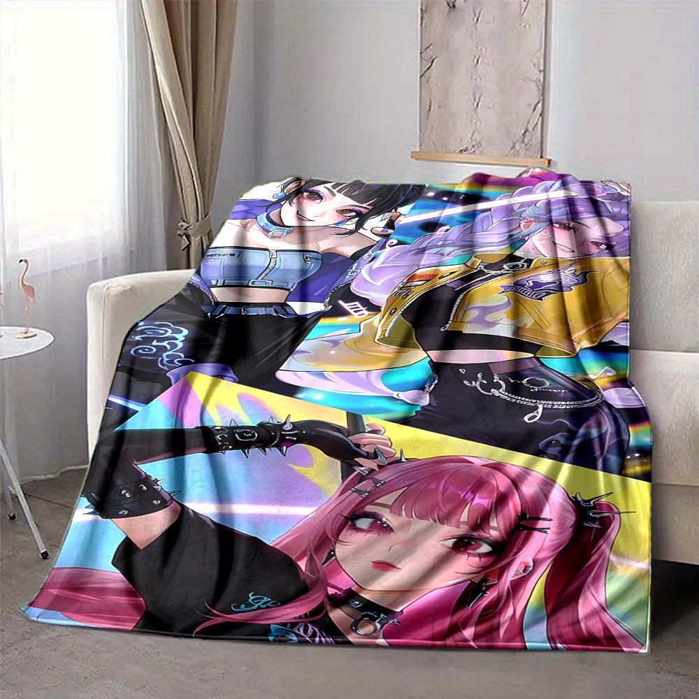 1pc KPop Flannel Throw Blanket HD Printed Lightweight Soft Warm All Season Blanket for Sofa, Bed, Travel, Camping Machine Washable 80x120cm