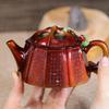 Handmade Yixing Purple Clay Six-sided Kung Fu Tea Set with Antique Copper Shell-fired Finish