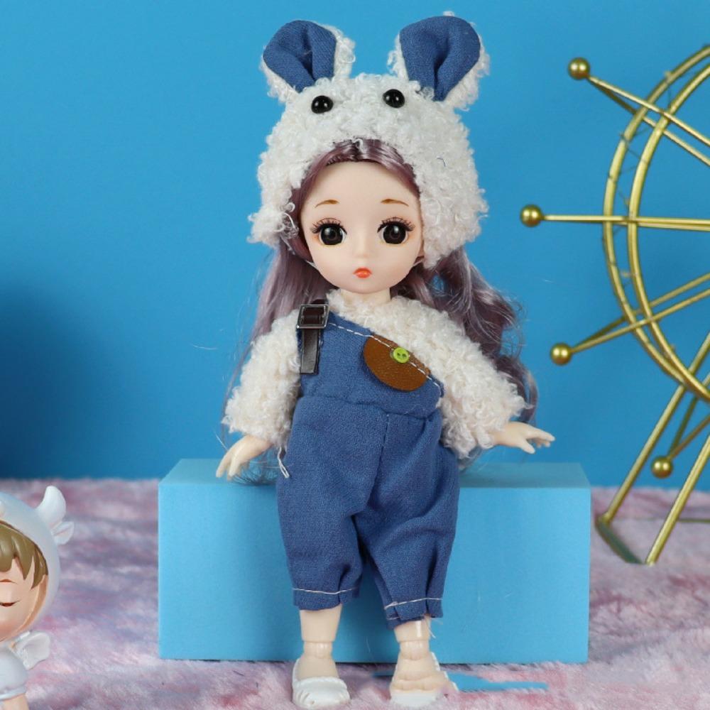 Attractive Eyes 17Cm Bjd Doll With Clothes Long Hair Elegant Princess Dress Up Bjd Dolls With Wig Make Up Anime
