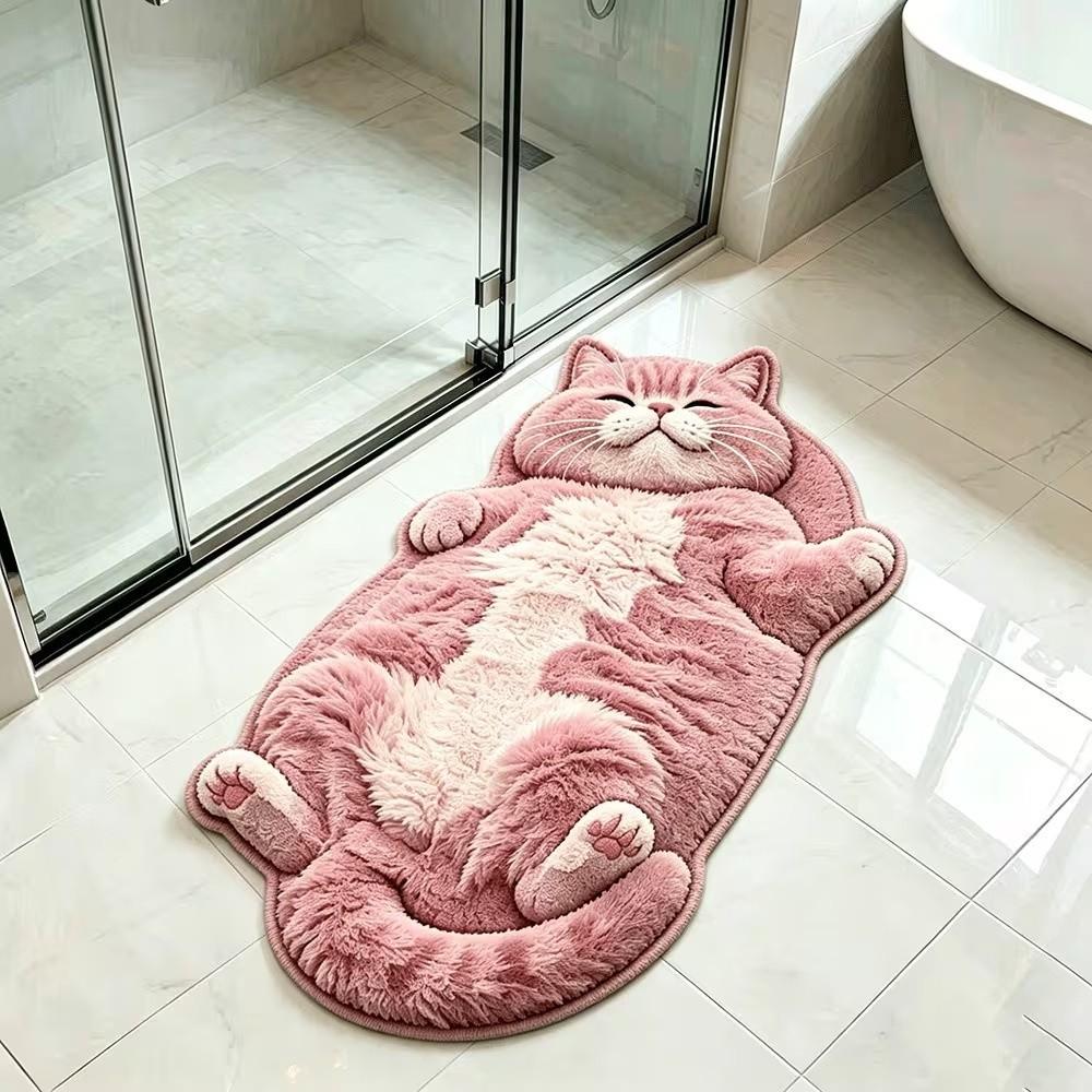 Tappeto da Area a Forma di Gatto Facile da Pulire Antiscivolo Tappeto Cartoon Divertente Decorazione per la Casa Soggiorni