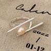 New Fashion 925 Silver Pearl Rings for Women Couples Creative Simple Geometric Handmade Birthday Party Jewelry Gifts