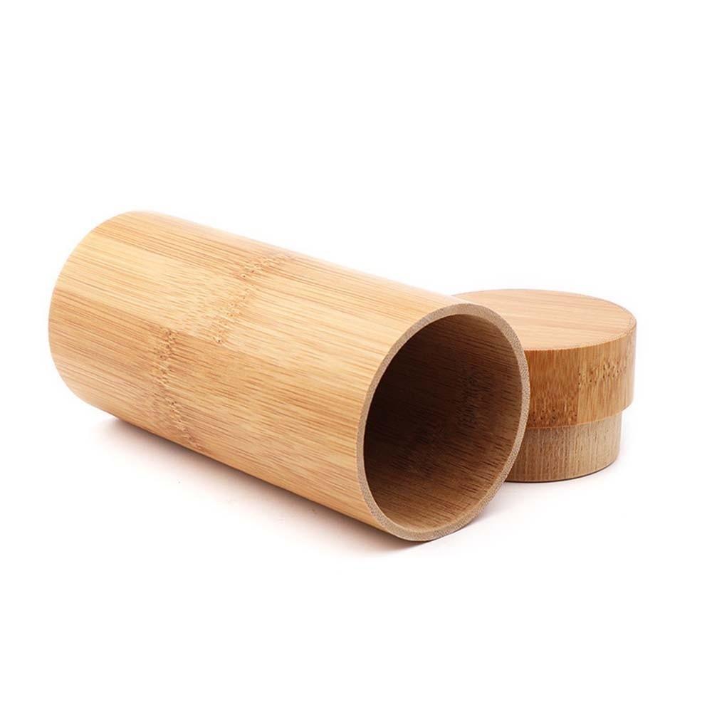 Retro Brown Bamboo Glasses Case Column Shape Cylinder Eyewear Case  Beachgoers Style 1