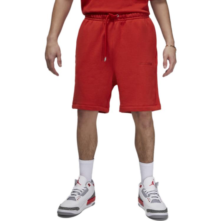 Jordan Solid Color Logo Print Drawstring Loose Straight Shorts Men Bottoms Red FJ0701-622
