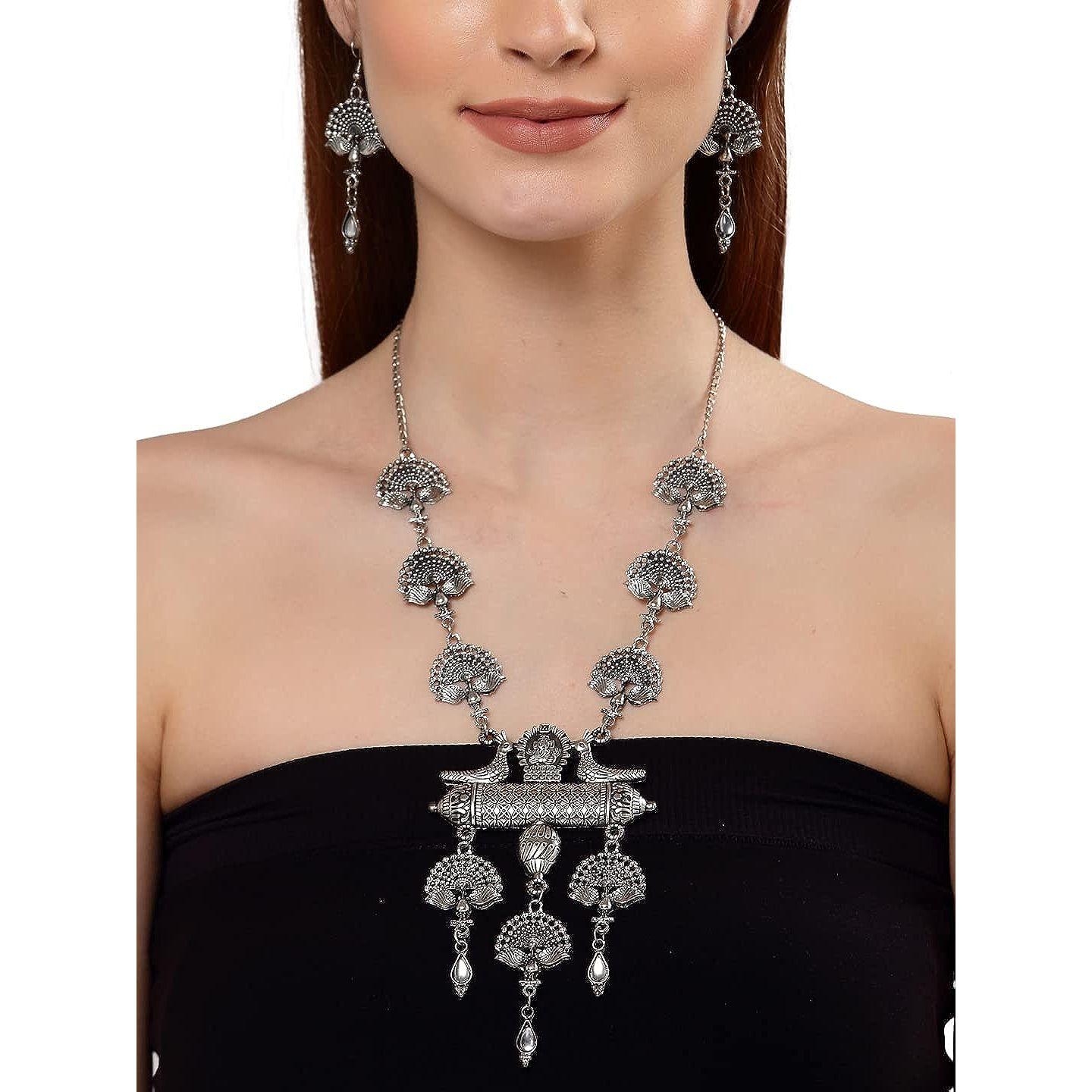 

Shining Diva Fashion Последний стильный традиционный набор украшений из окисленного серебра для женщин