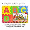 Velká pěnová podložka s puzzle v ruské, arabské a španělské abecedě - 36 kusů, každý 14 cm