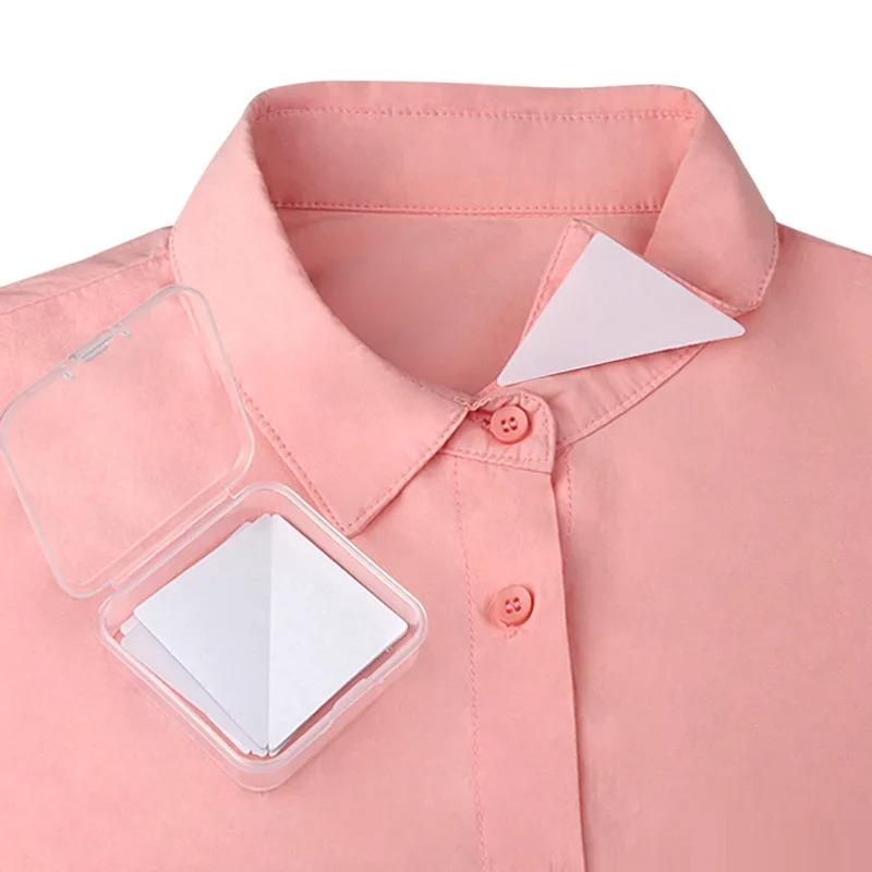 200 Pcs(100Pairs) Autocollants de Style de Col de Chemise Support de Col Bâtonnets de Col Façonneur de Col Fixe pour T-Shirt Patchs Adhésifs Invisibles Fixation Transparent